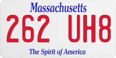 MA license plate 262UH8