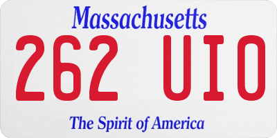 MA license plate 262UI0
