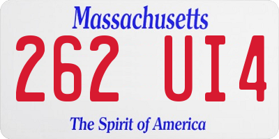 MA license plate 262UI4
