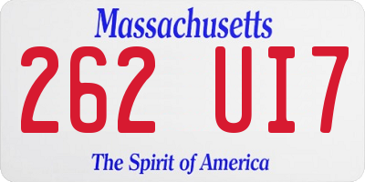 MA license plate 262UI7