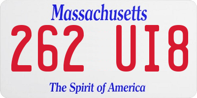 MA license plate 262UI8