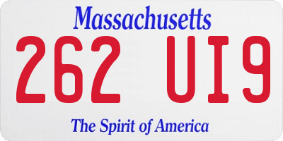 MA license plate 262UI9
