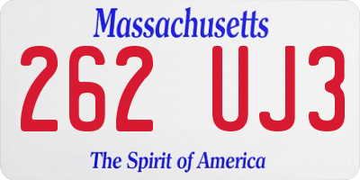 MA license plate 262UJ3