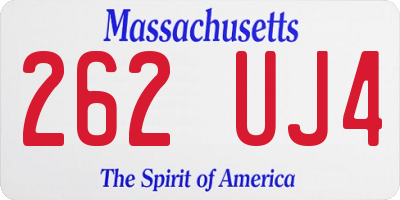 MA license plate 262UJ4