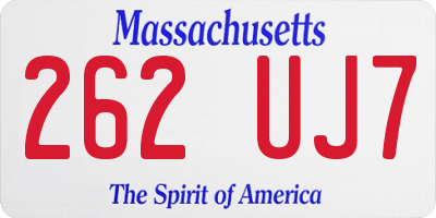 MA license plate 262UJ7