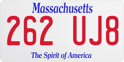 MA license plate 262UJ8