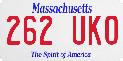 MA license plate 262UK0