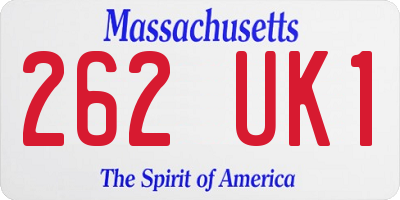 MA license plate 262UK1