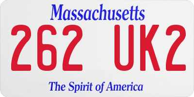 MA license plate 262UK2