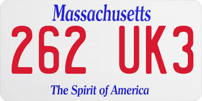 MA license plate 262UK3