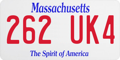 MA license plate 262UK4