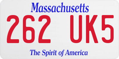 MA license plate 262UK5