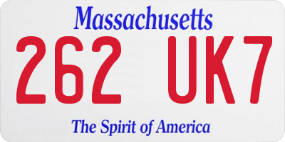 MA license plate 262UK7