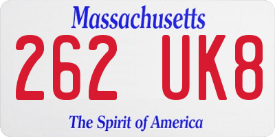 MA license plate 262UK8