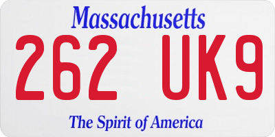 MA license plate 262UK9