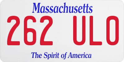 MA license plate 262UL0