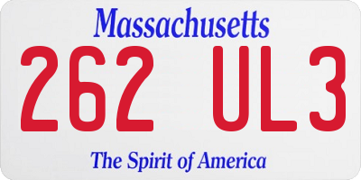 MA license plate 262UL3