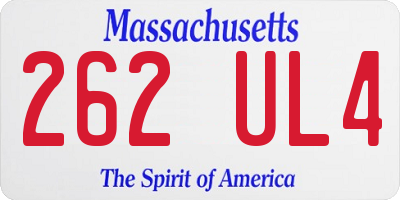 MA license plate 262UL4