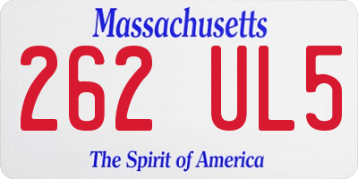 MA license plate 262UL5