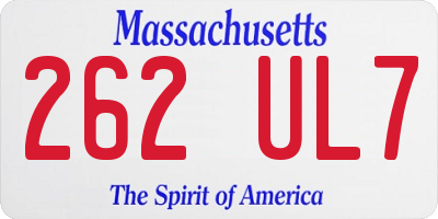 MA license plate 262UL7
