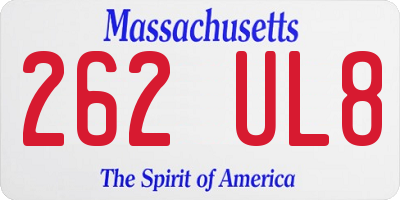 MA license plate 262UL8