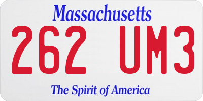 MA license plate 262UM3