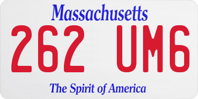 MA license plate 262UM6