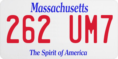 MA license plate 262UM7