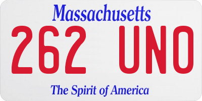 MA license plate 262UN0