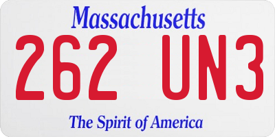 MA license plate 262UN3