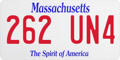 MA license plate 262UN4