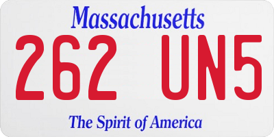 MA license plate 262UN5