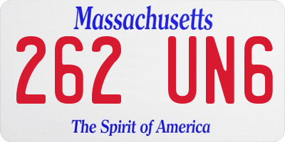 MA license plate 262UN6