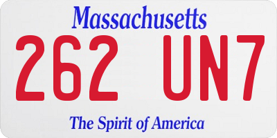 MA license plate 262UN7