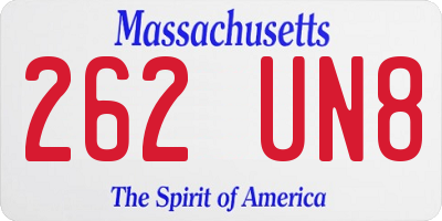 MA license plate 262UN8