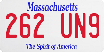 MA license plate 262UN9