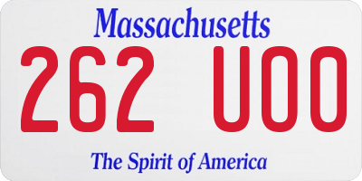 MA license plate 262UO0