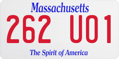 MA license plate 262UO1