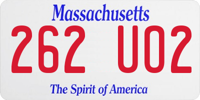 MA license plate 262UO2