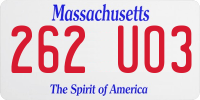 MA license plate 262UO3