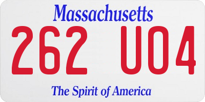 MA license plate 262UO4