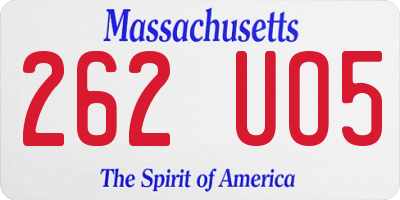 MA license plate 262UO5
