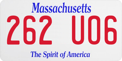 MA license plate 262UO6
