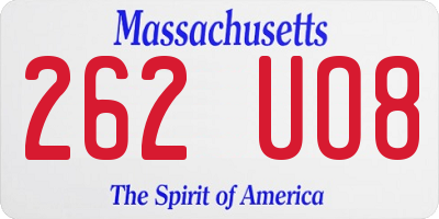 MA license plate 262UO8