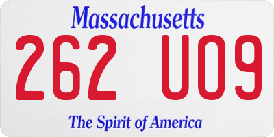 MA license plate 262UO9