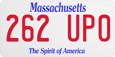 MA license plate 262UP0