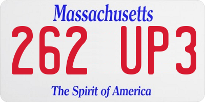MA license plate 262UP3