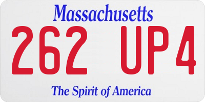 MA license plate 262UP4