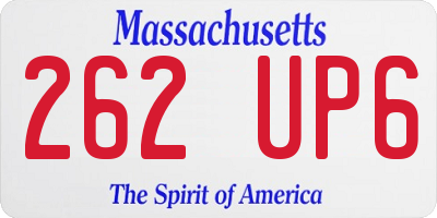 MA license plate 262UP6