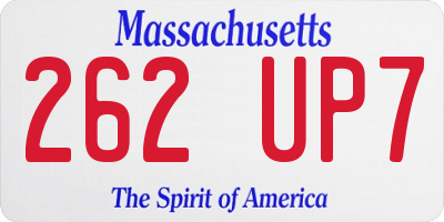 MA license plate 262UP7